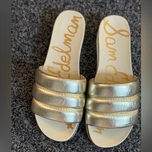 Gold slip-ons-  perfect for traveling/airports security, beach, lounging...